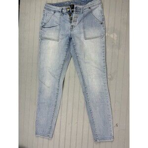 Mossimo Size 4 27 Womens Jeans Power Stretch Mid Rise Skinny Button Fly Stretch